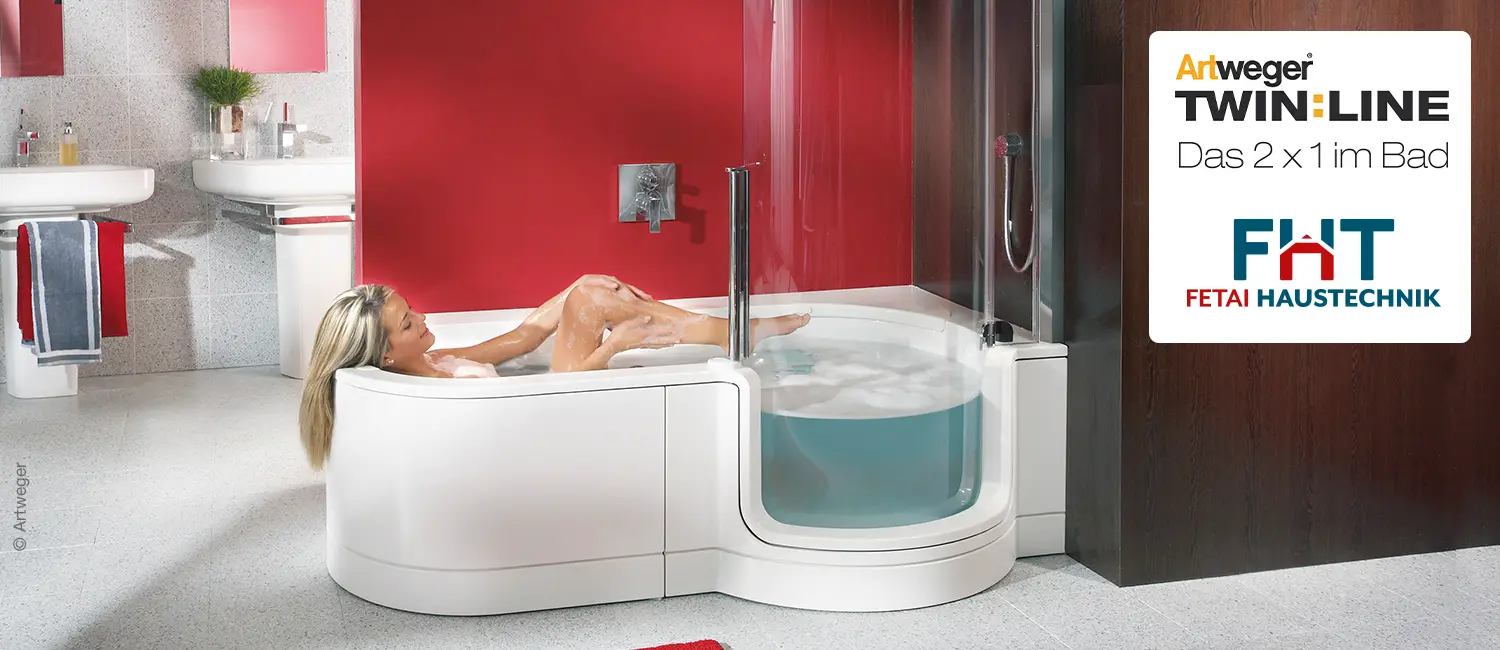 Slide-Bild 1 von einer Frau in einem Twinline-Bad von Artweger